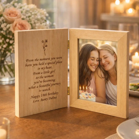Personalised Photo Frame with Engraving – Foldable Desk Display