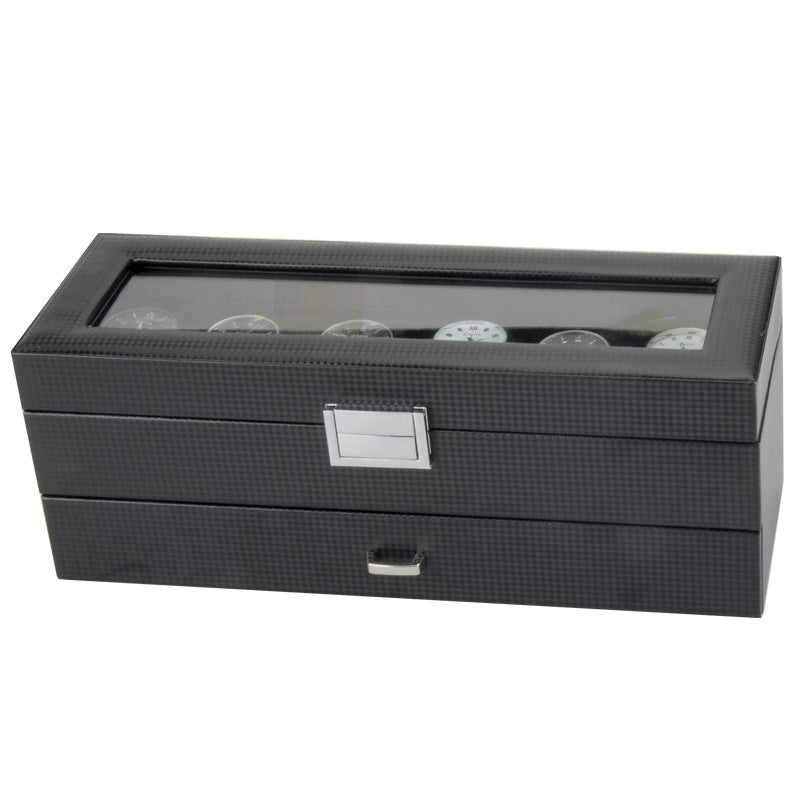 Carbon Fiber Men's Jewelry Box for 6 Watches