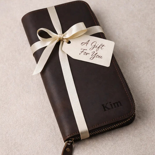 Zip Around Wallet for Women Dark Brown
