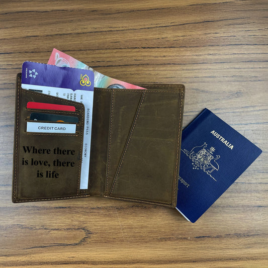 Personalized Leather Travel Wallet Vintage