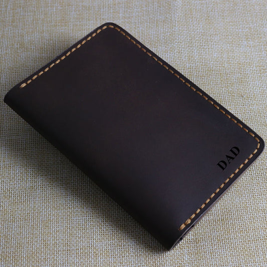 Personalised Travel Wallet Dark Brown Handmade
