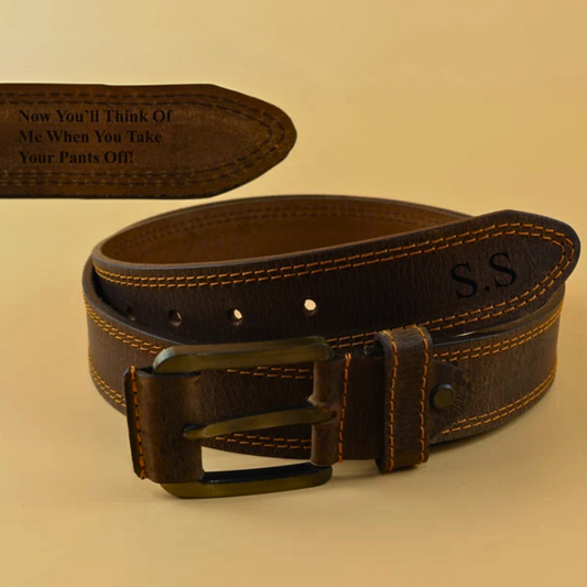 Custom Engraved Leather Belt for Men