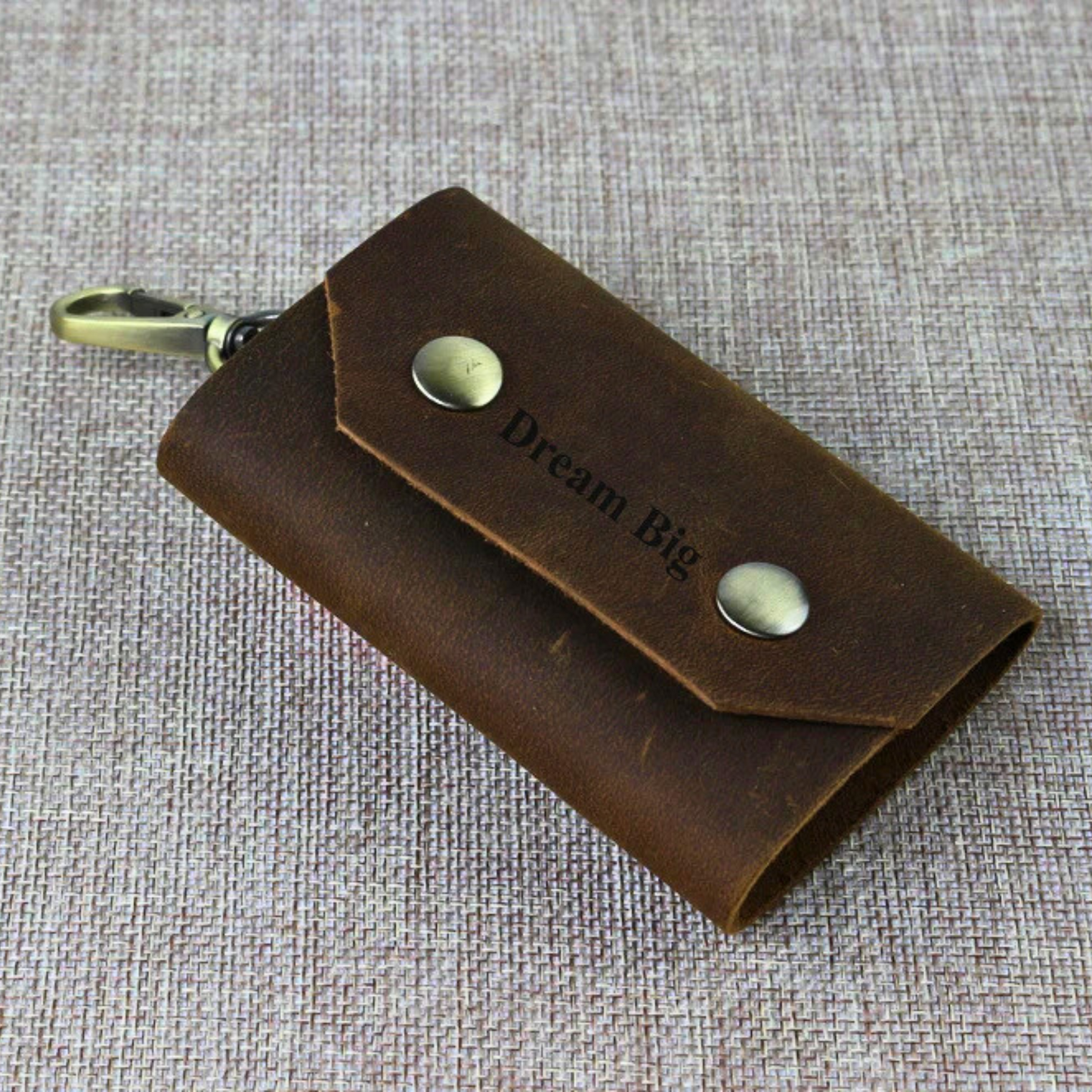 Personalised Leather Keycase Dark Brown