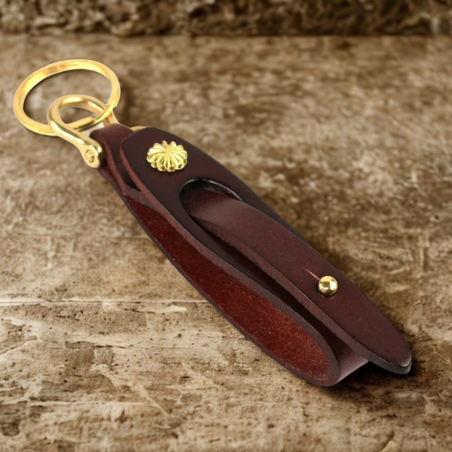 Custom Leather Keyring Dark Brown