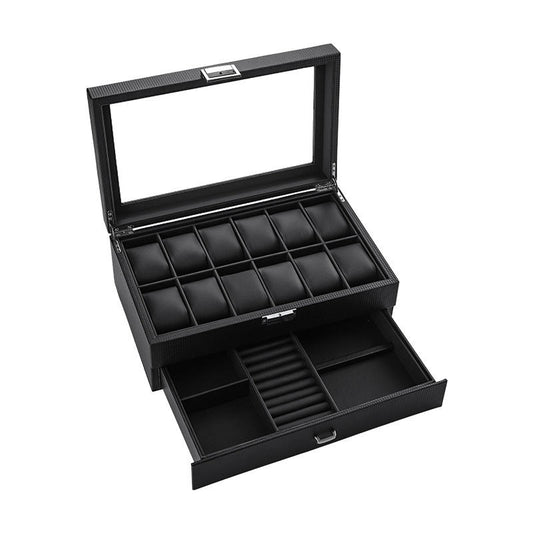 Carbon Fiber Men's Watch Box for 12 Watches