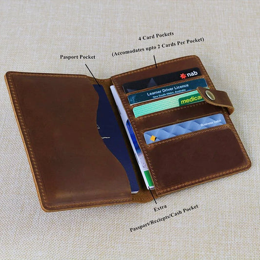 Custom Leather Passport Holder Brown