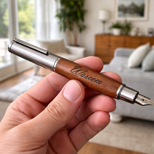 Brown Executive Fountain Pen Set with Refillable Ink Converter – Professional Calligraphy Gift Box