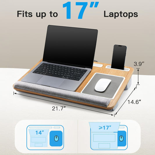 Laptop Portable Lap Tray with Soft Padding -Wooden Multifunctional Laptop Desk