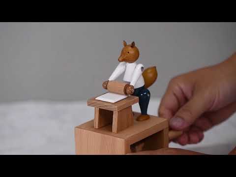 Handmade Wooden Fox Music Box