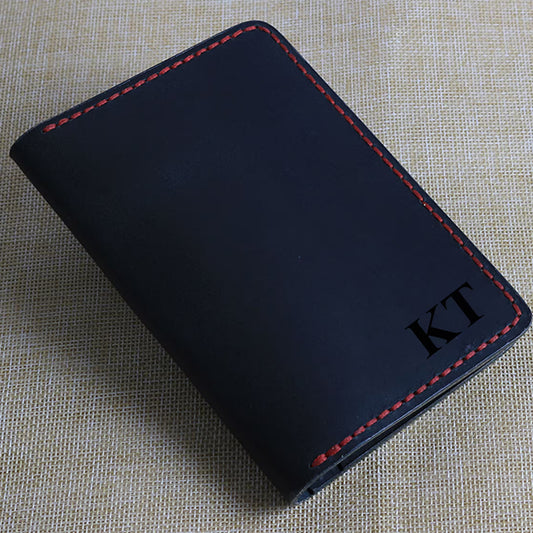 Personalised Travel Wallet Black Handmade