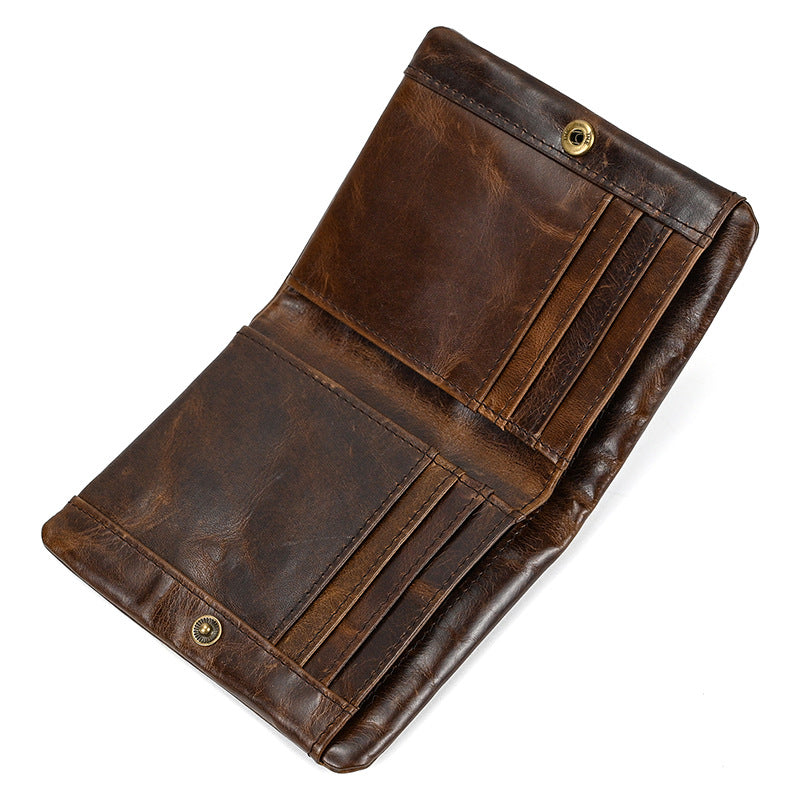 Personalised Dark Brown Bifold Leather Zipper Wallet Unisex