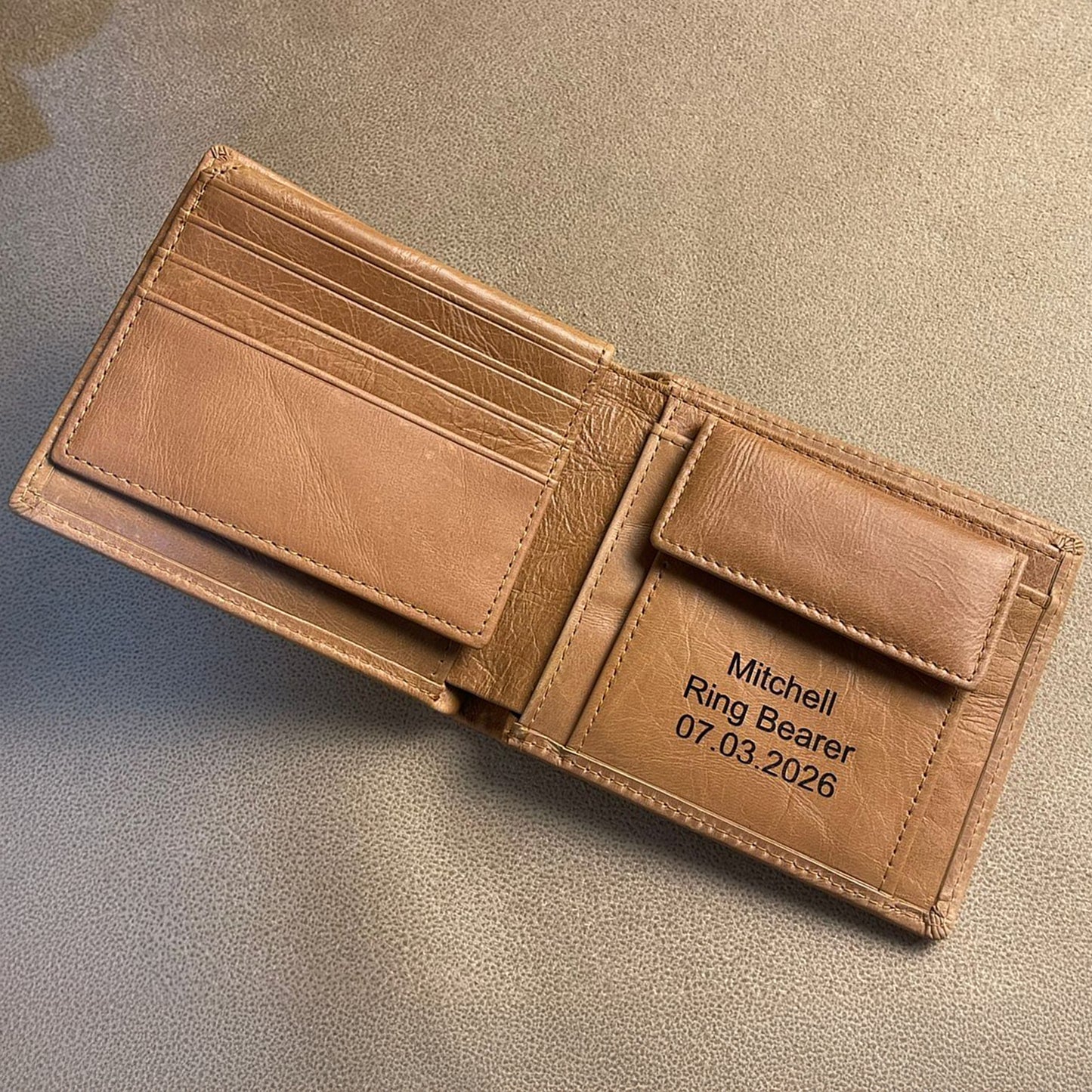 Custom Men's Leather Wallet Unique Valentines Gift for Him