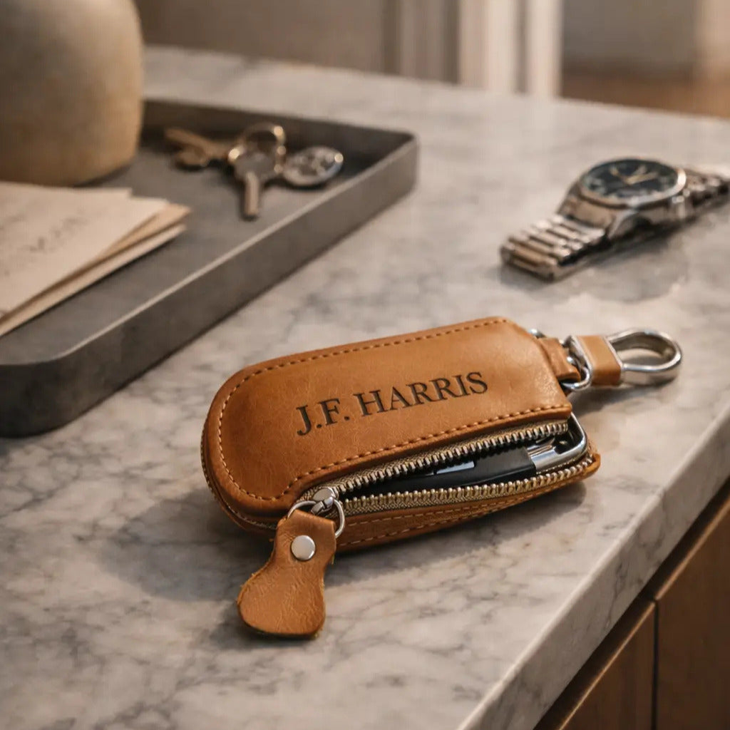 Leather Car Key Fob Cover – Custom Engraved
