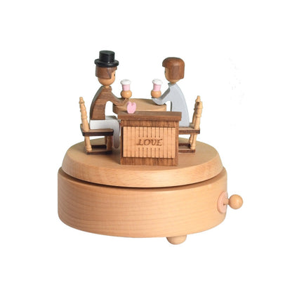 Custom Romantic Couple Café Music Box