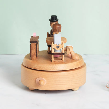 Custom Romantic Couple Café Music Box
