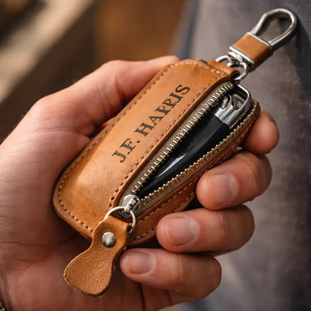 Leather Car Key Fob Cover – Custom Engraved