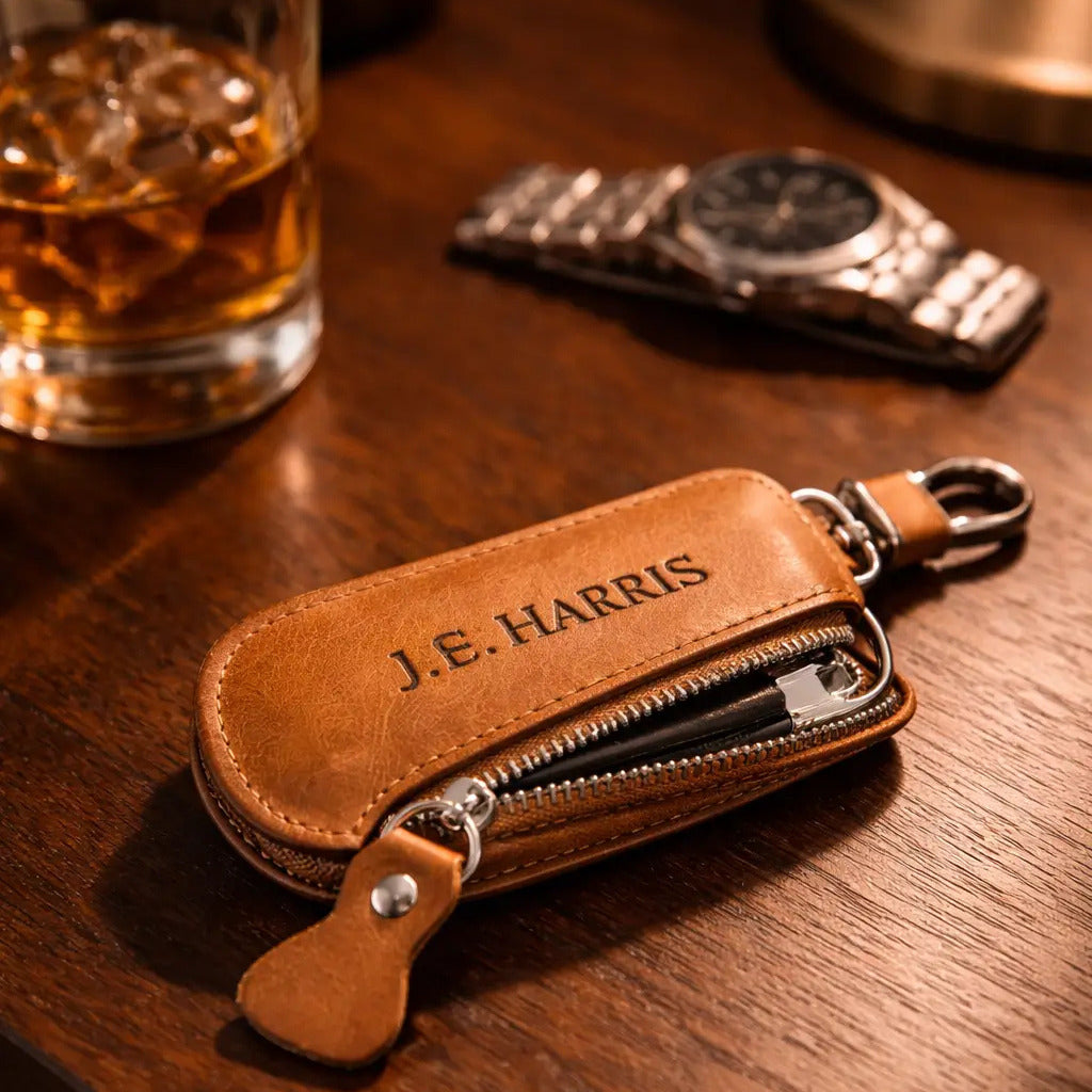 Leather Car Key Fob Cover – Custom Engraved