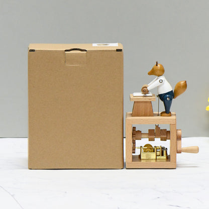 Handmade Wooden Fox Music Box