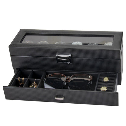 Carbon Fiber Men's Jewelry Box for 6 Watches