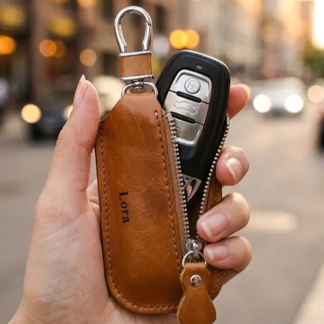 Leather Car Key Fob Cover – Custom Engraved
