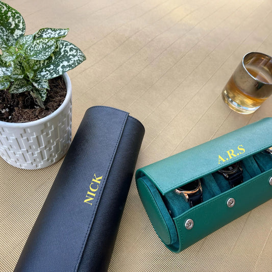 Green Saffiano Custom Leather Watch Case