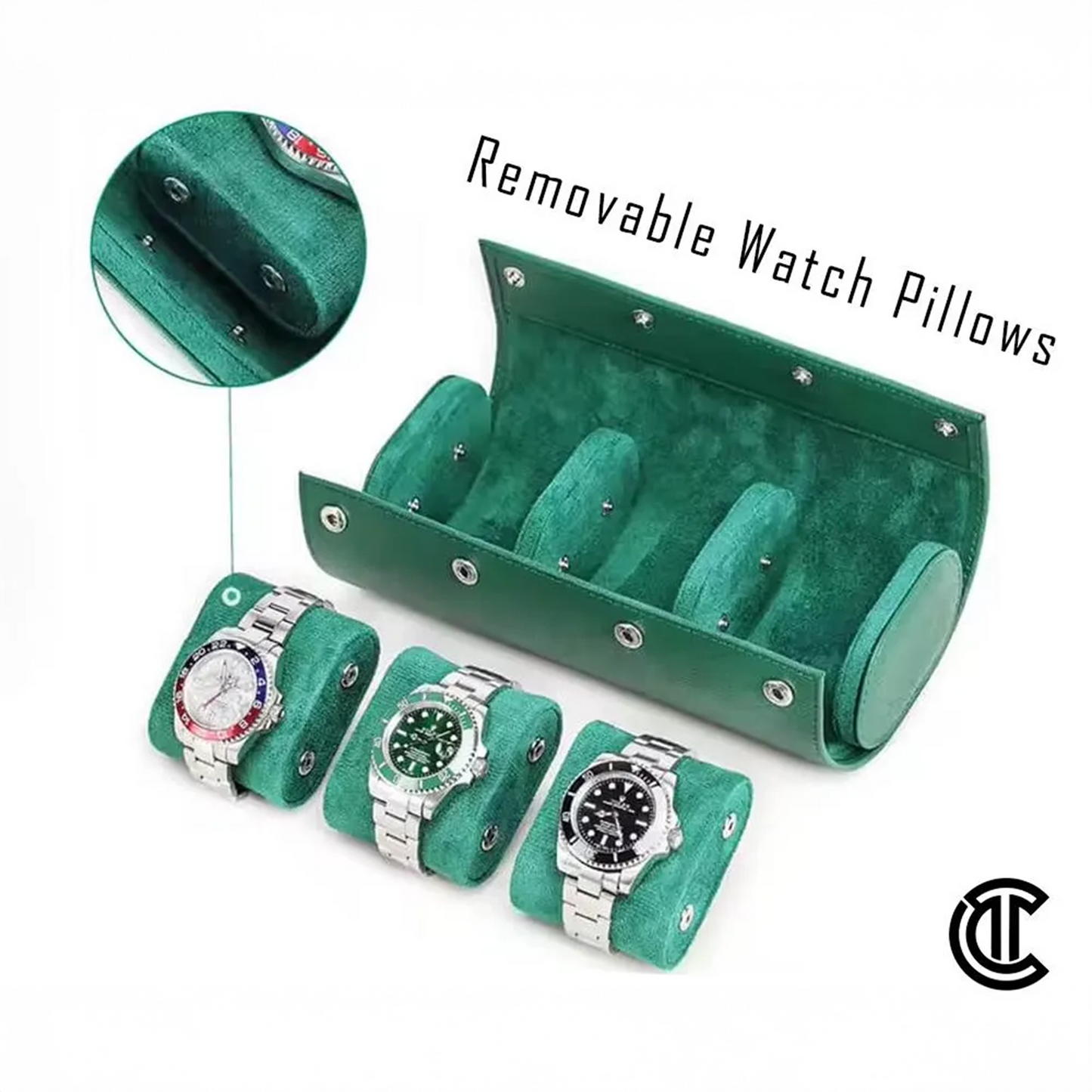 Green Saffiano Custom Leather Watch Case