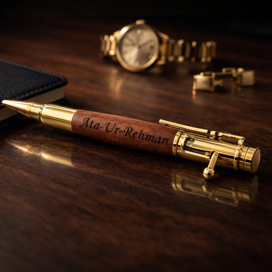 Custom Engraved Wooden  Bolt Action Pen - Solid Metal EDC Executive Gift