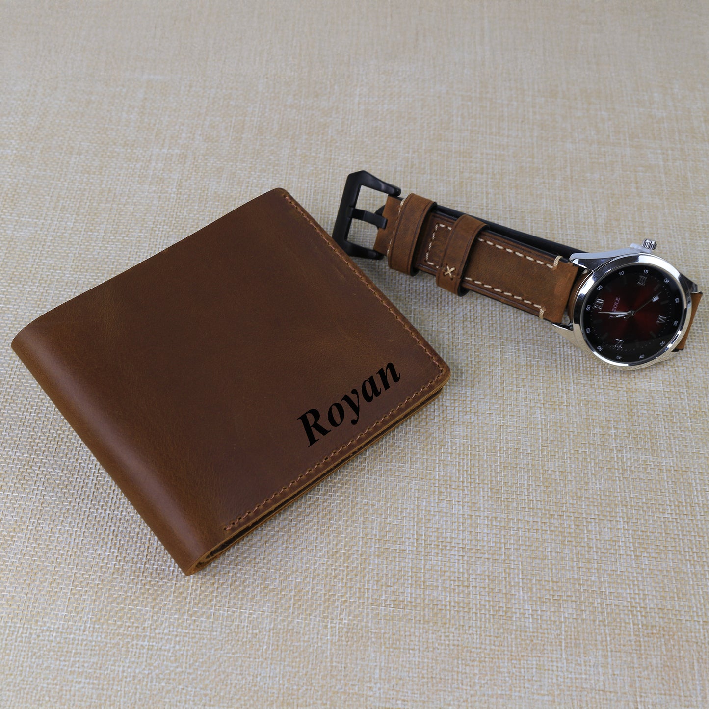 Personalised Leather Men's Wallet With Engraved initials