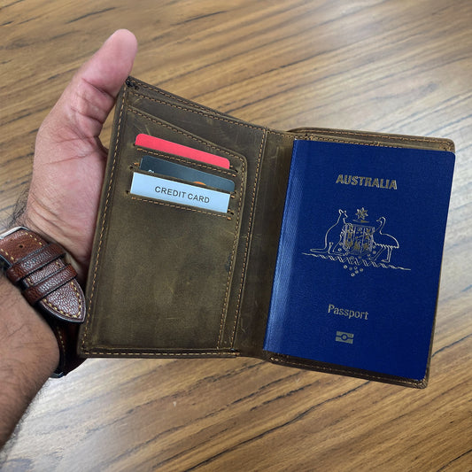 Personalized Leather Travel Wallet Vintage