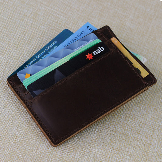 Unisex Dark Brown Leather Cardholder