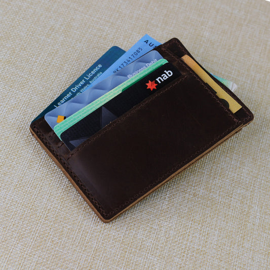 Unisex Dark Brown Leather Cardholder