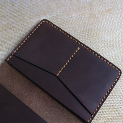 Personalised Travel Wallet Dark Brown Handmade