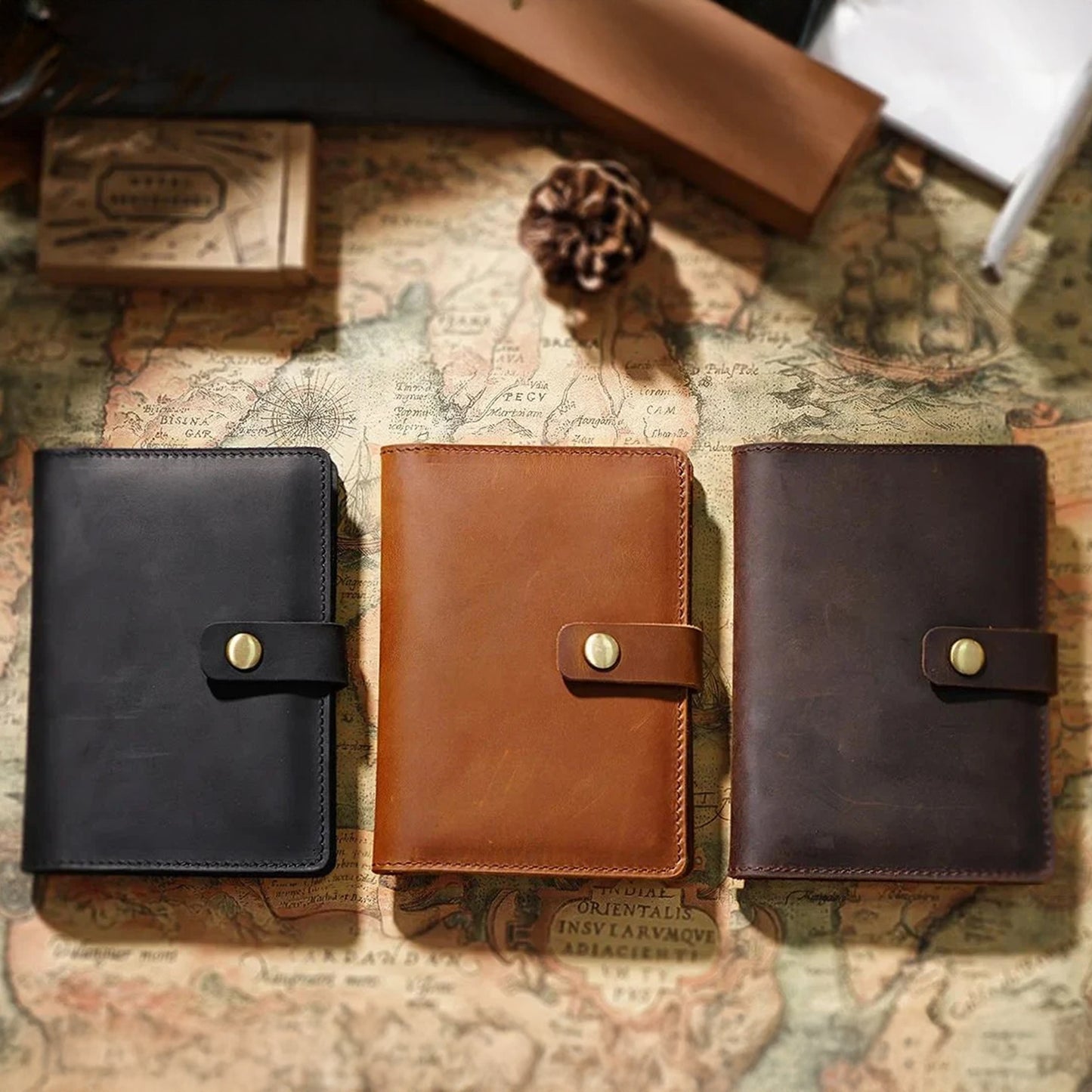 Custom Leather Passport Holder Brown