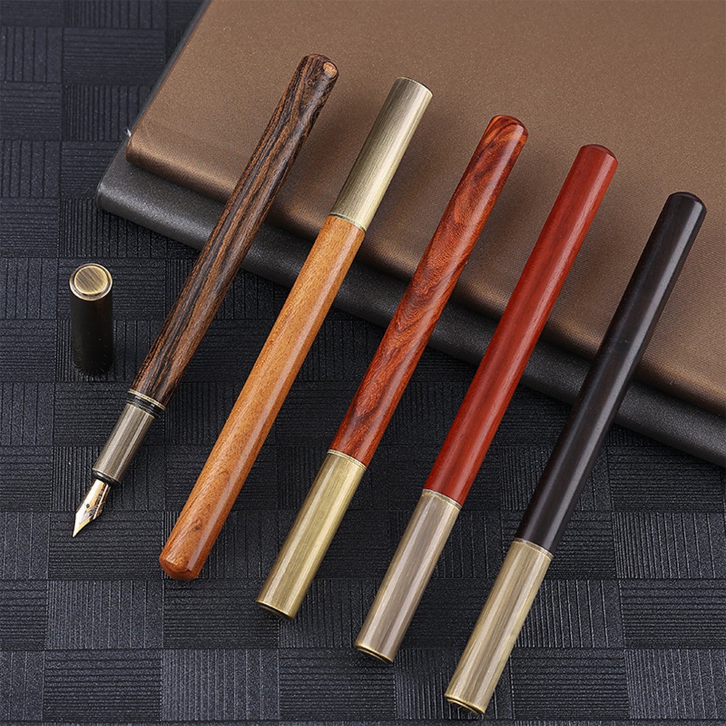 Dark Brown Luxury Fountain Pen Set with Ink Converter – Executive Calligraphy Gift