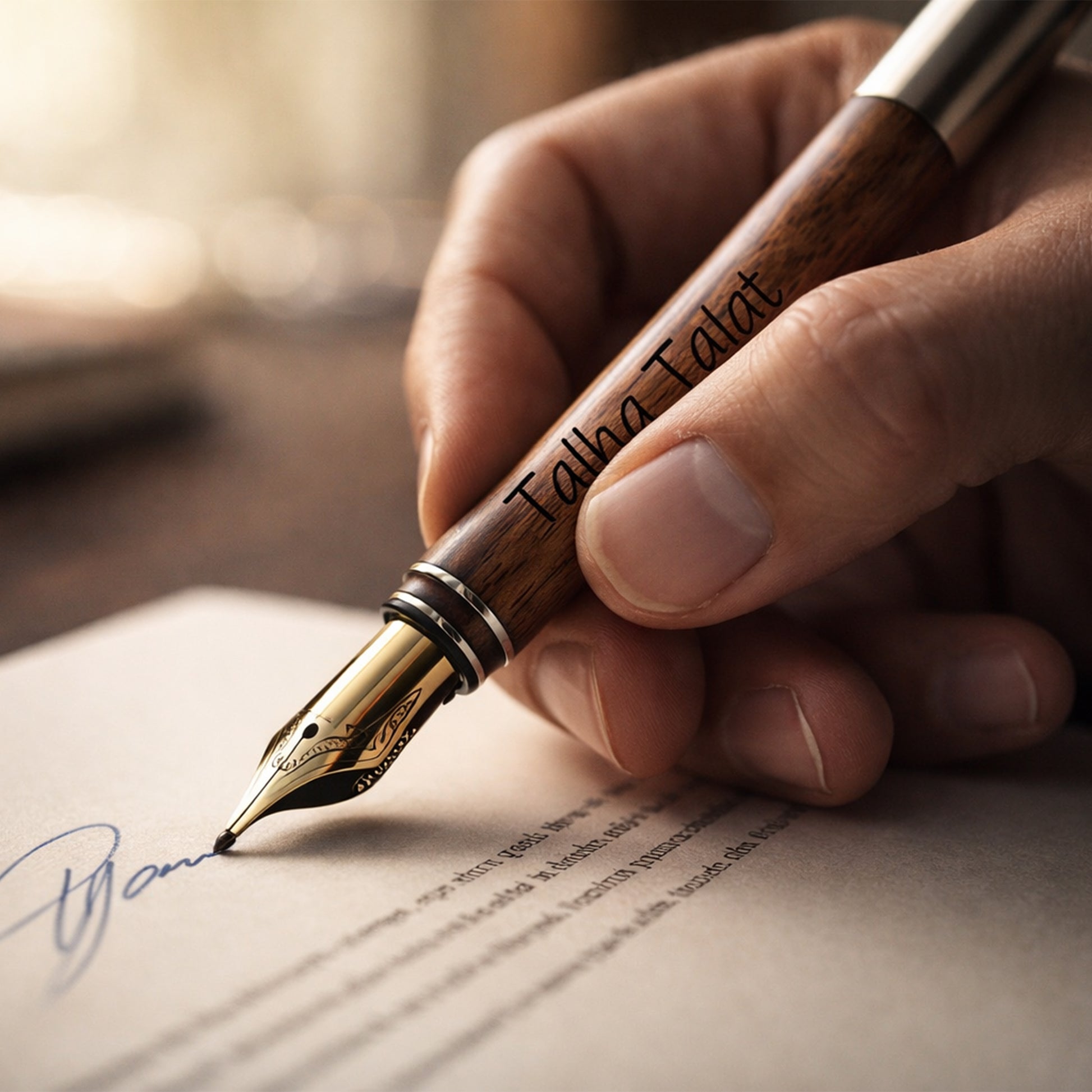 Luxury Executive Pen on Leather Desk Mat - Personalized Gift for Boss or Graduate