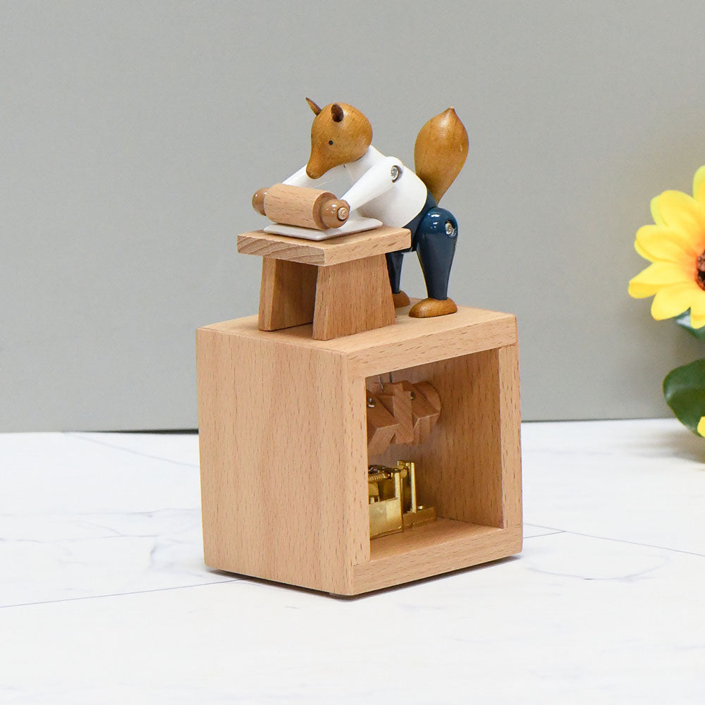 Handmade Wooden Fox Music Box
