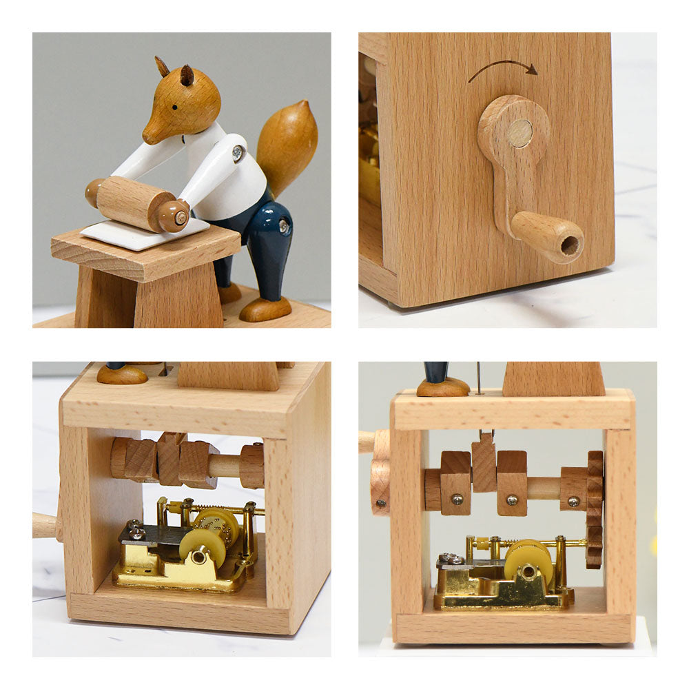 Handmade Wooden Fox Music Box