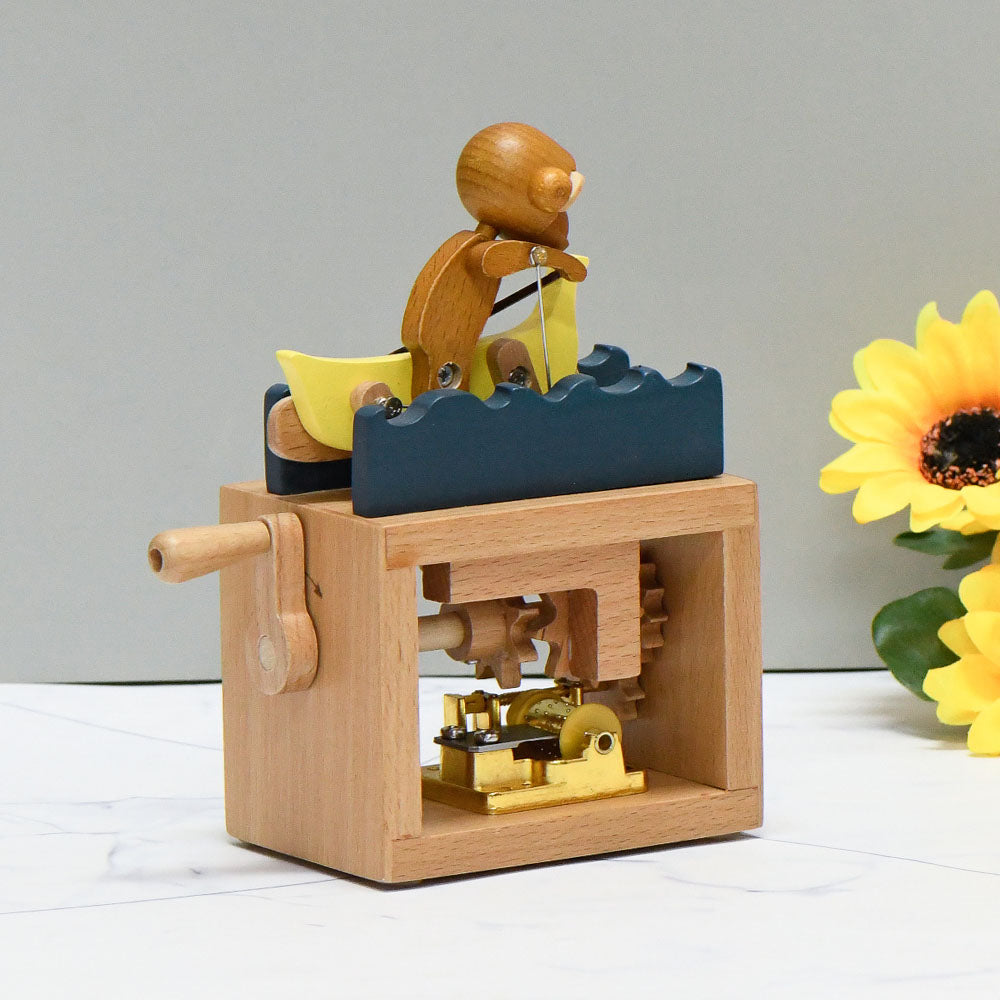 Handmade Monkey Hand Cranked Music Box