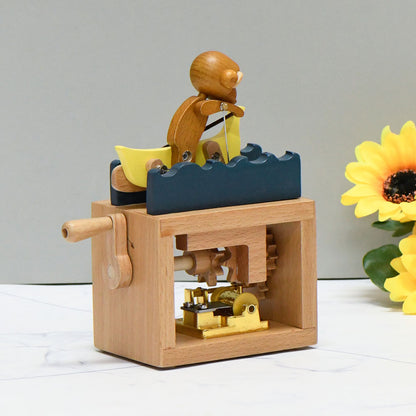 Handmade Monkey Hand Cranked Music Box