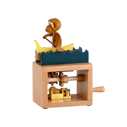 Handmade Monkey Hand Cranked Music Box