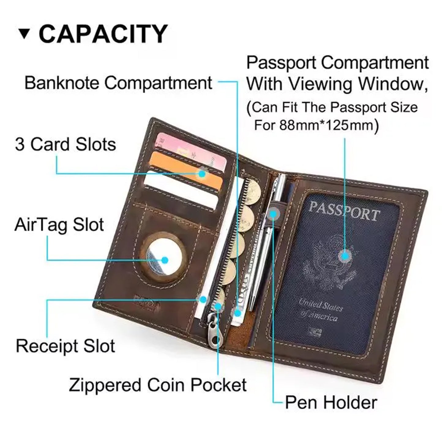 RFID Personalized Passport Holder Wallet