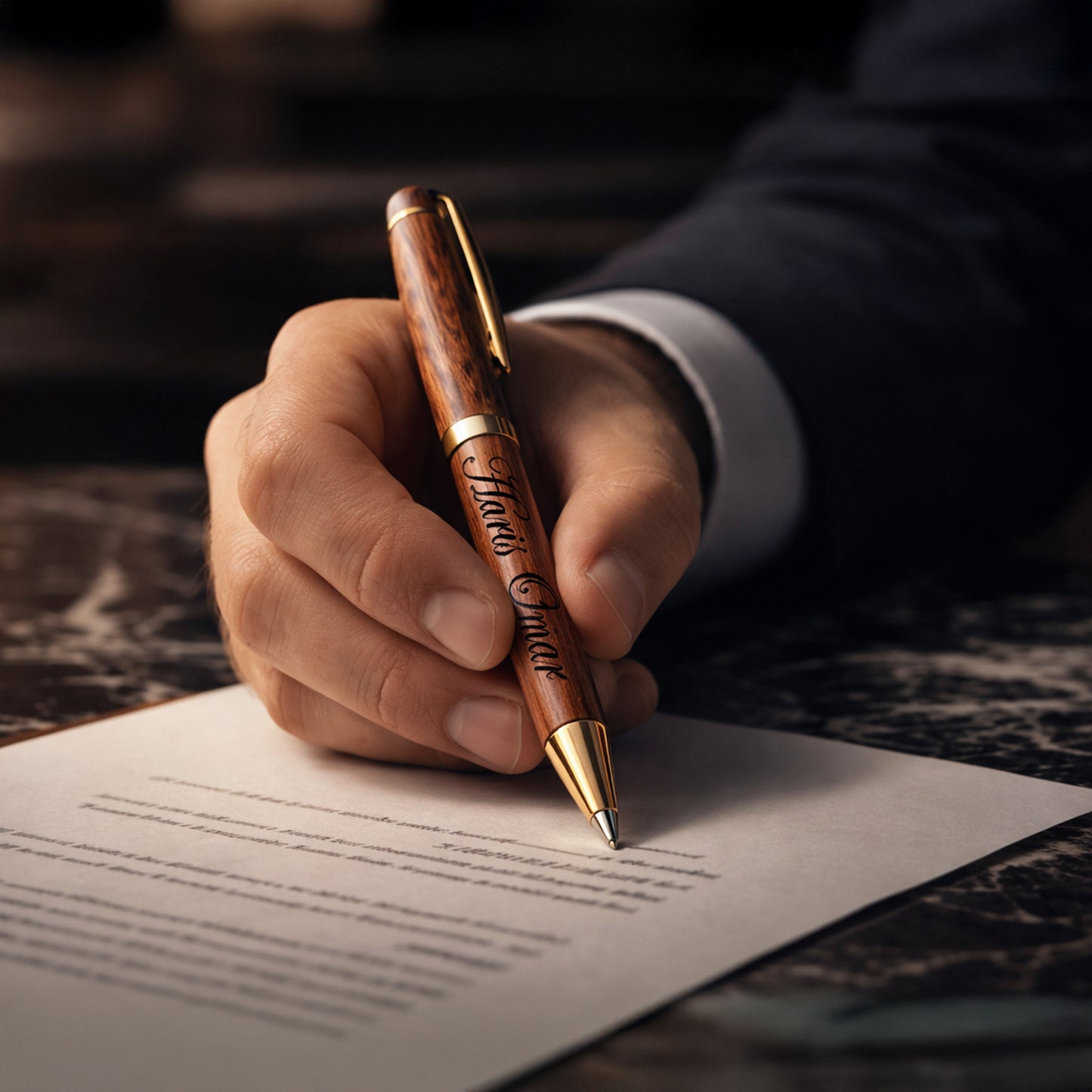 Custom Laser Engraved Name on Wooden Pen Presentation Case