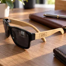 Personalised Bamboo Wayfarer Sunglasses with Custom Engraved Case