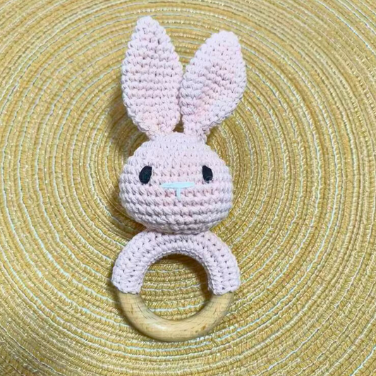 Handmade Crochet Bunny Rattle Pink