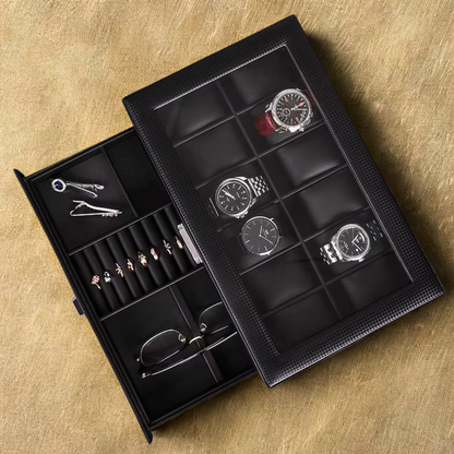 Carbon Fiber Men's Watch Box for 12 Watches
