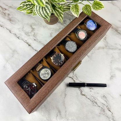 Personalised Wooden Watch Case 6 Slots