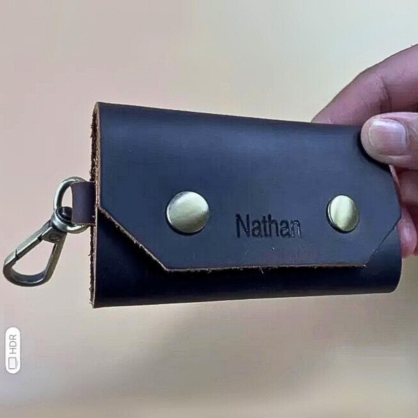 Personalised Leather Keycase Black