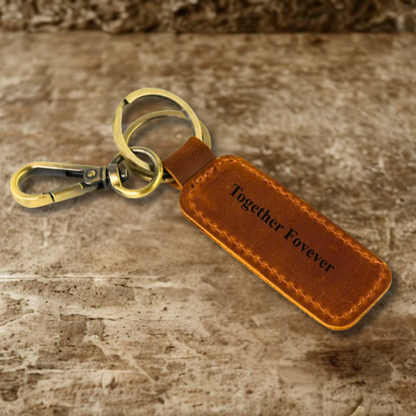 Leather keychain brown – Custom Engraved