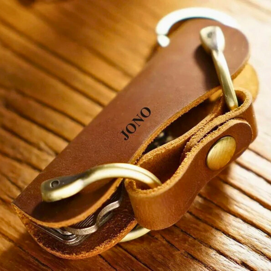 Custom Leather Keychain Dark Brown
