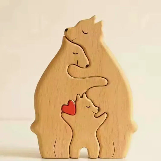 Personalised Wooden Bear Family Puzzle Set of 3